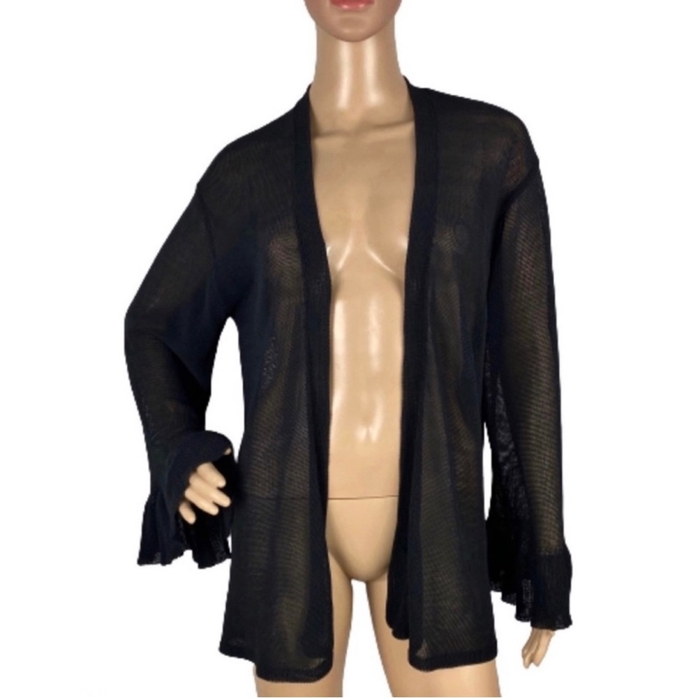 MILLY BLACK OPEN FRONT CARDIGAN
